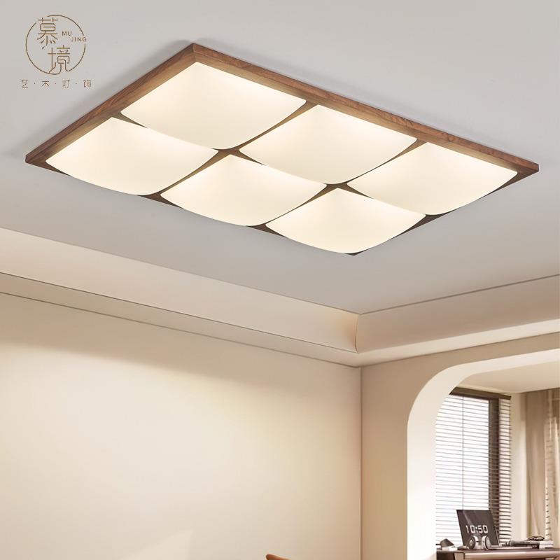 法式中古风客厅吸顶灯黑胡桃木全光谱护眼复古卧室书房新中式灯具