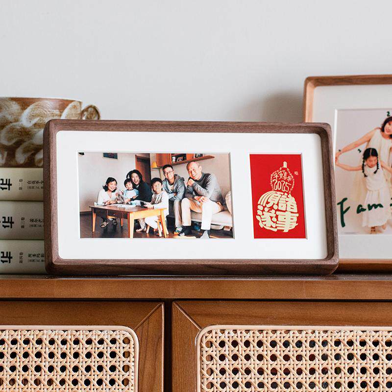 全家福实木相框定制洗照片加打印装裱婚纱照相片框挂墙画框空框