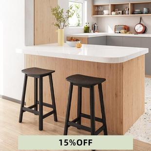 森川马鞍吧凳实木吧台椅商用酒吧前台高脚凳家用简约白蜡木岛台椅