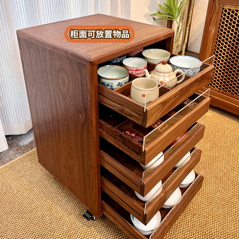 黑胡桃五斗柜抽屉卧室收纳立柜复古多层置储物柜移动50大人牙科柜