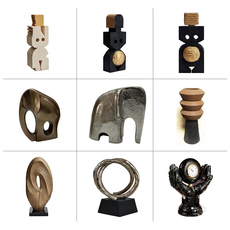 中世纪新中国风家居装饰高端大平层样板房酒店古书架书柜软装摆件