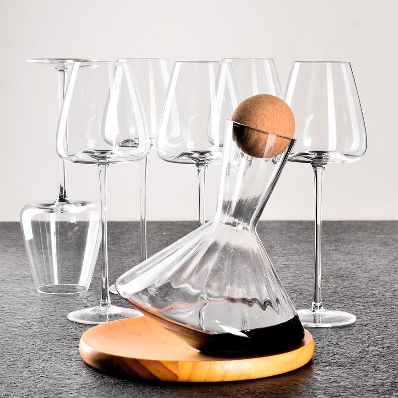 红酒杯套装小众 ins勃艮第水晶杯大肚高脚杯波尔多醒酒器酒具轻奢