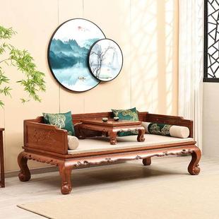 新中式实木罗汉床三件套两用推拉罗汉榻床榻榆木沙发简约客厅家具