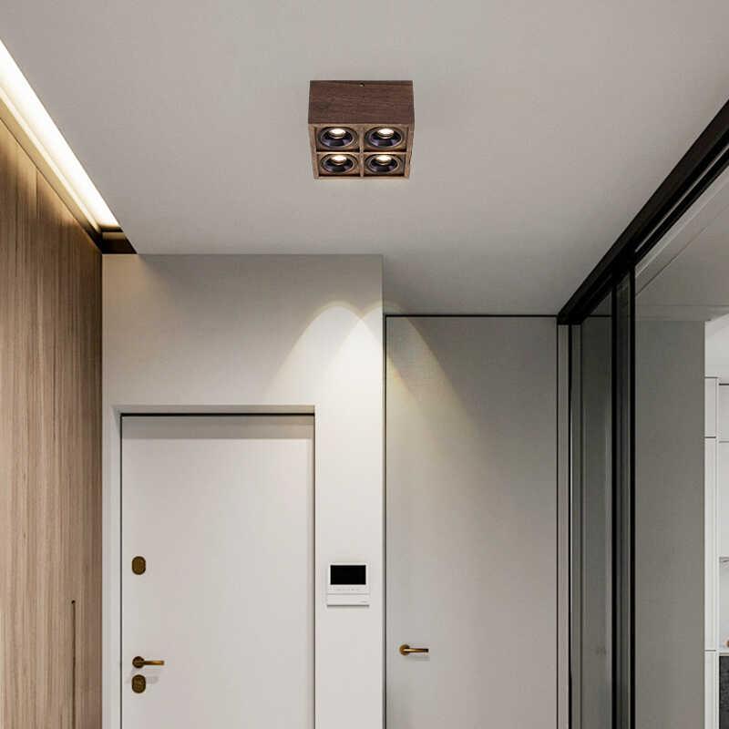 高亮高显色cob简易斗胆灯格栅灯北美黑胡桃木实木全光谱筒灯射灯