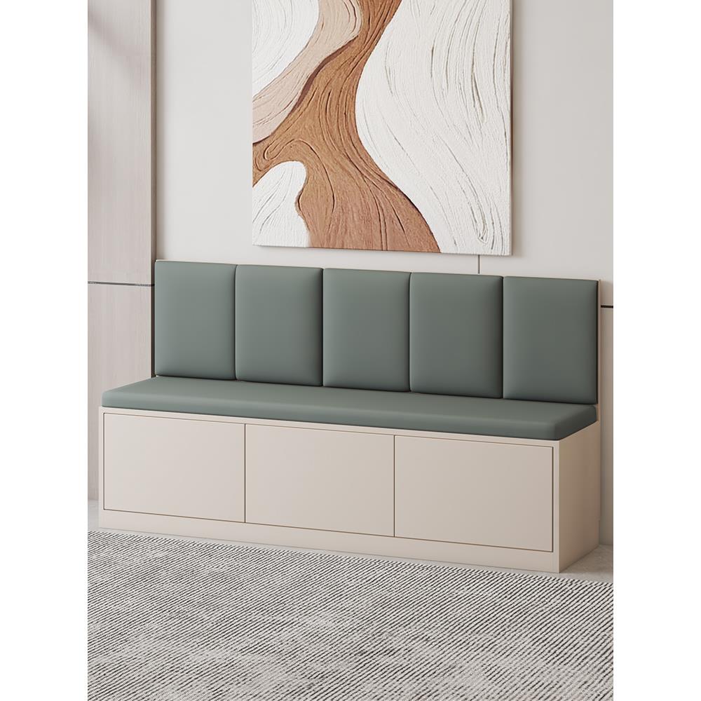 实木卡座沙发小户型奶茶店咖啡馆软包靠背储物柜一体大容量飘窗柜