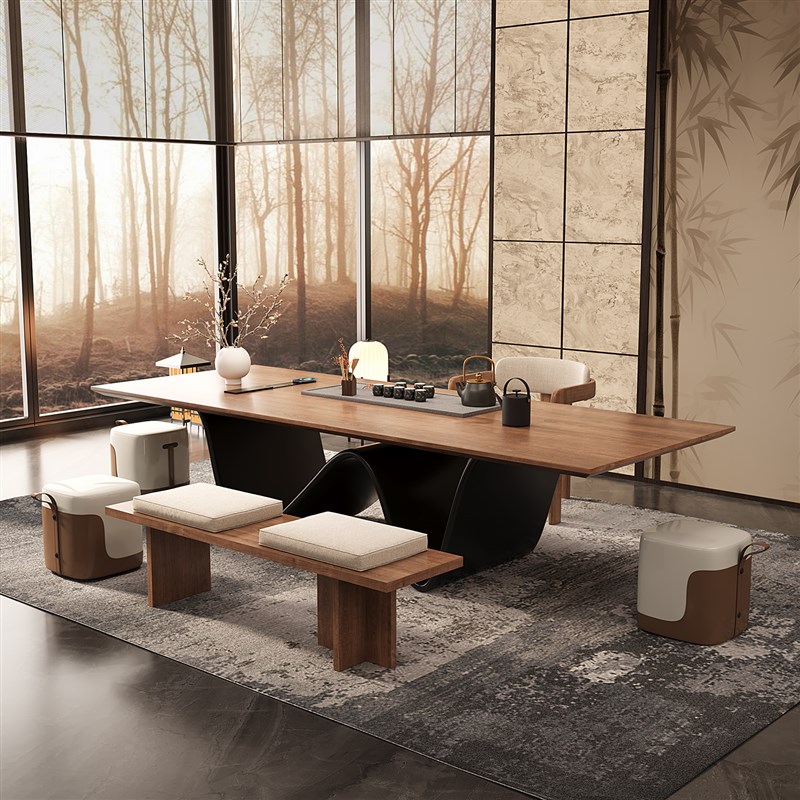 宋代美学实木茶桌椅组合侘寂风设计师客厅办公室茶台2025新款高端