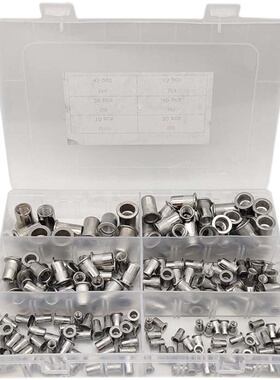 200pcs盒装 304不锈钢拉铆螺母 M3/M4/M5/M6/M8/M10组合套装拉帽