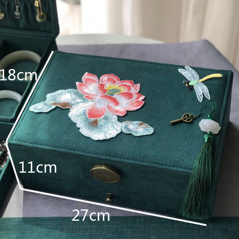 带锁复古首饰盒珠宝项链戒指耳钉耳环手镯玉器手饰品收纳盒高档