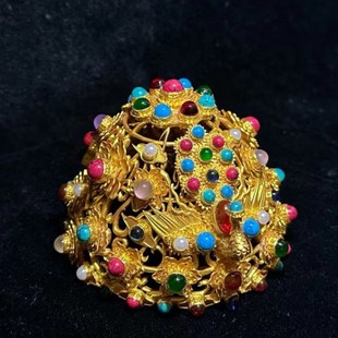 大萌制 明代花鸾宝石冠 明制狄髻发冠一体式宝石镶嵌头饰汉服发饰