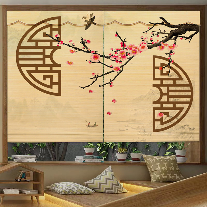竹帘中式卷帘隔断茶道遮光茶室装饰百叶窗帘门帘家用印花复古屏风,居家布艺,卷帘,淘宝优惠券,粉丝福利购,淘宝优惠卷