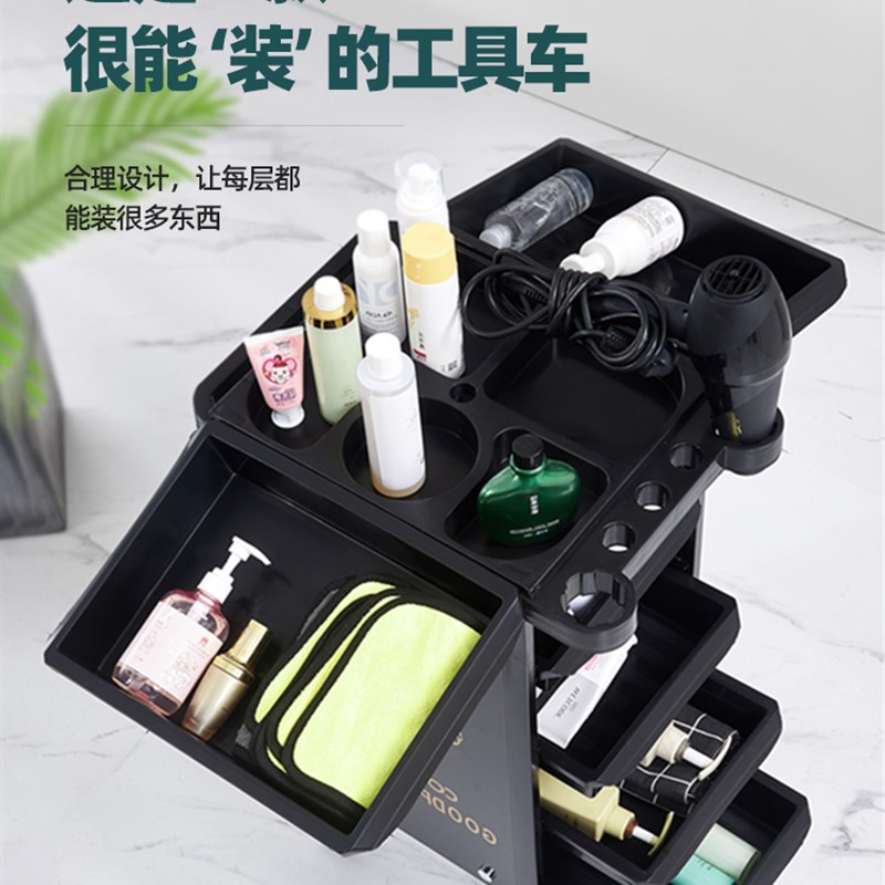 美发车发廊手推车杠车复古美容小推车理发店烫染工具车轻奢