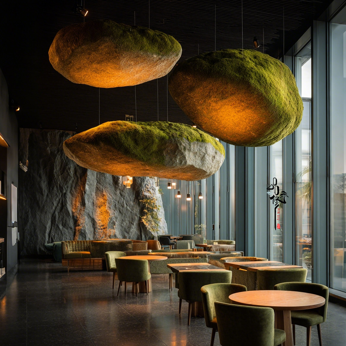 品修北欧风仿真悬浮石造型室内装饰永生苔藓创意景观装置艺术摆件,商业/办公家具,景观道具/景观摆件/景观装置,淘宝优惠券,粉丝福利购,淘宝优惠卷