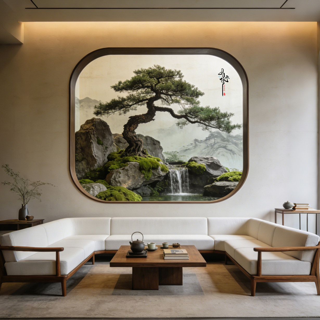 品修新中式松树山水壁挂装饰画客厅茶室背景墙艺术景观造景可流水,商业/办公家具,景观道具/景观摆件/景观装置,淘宝优惠券,粉丝福利购,淘宝优惠卷