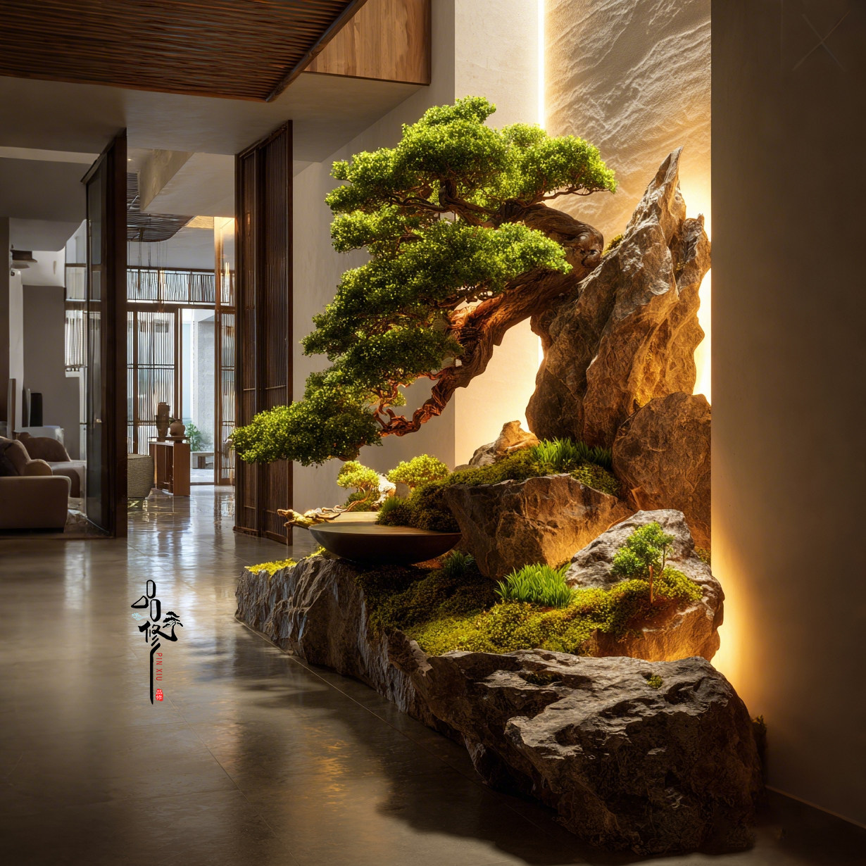 品修新中式假山盆景玄关景观装置松树造景室内装饰摆件山水意境,商业/办公家具,景观道具/景观摆件/景观装置,淘宝优惠券,粉丝福利购,淘宝优惠卷