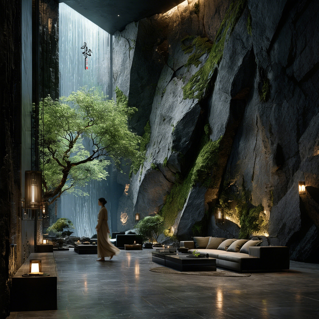 品修室内景观装置瀑布绿植岩石景观道具自然生态装饰摆件设计定制,商业/办公家具,景观道具/景观摆件/景观装置,淘宝优惠券,粉丝福利购,淘宝优惠卷