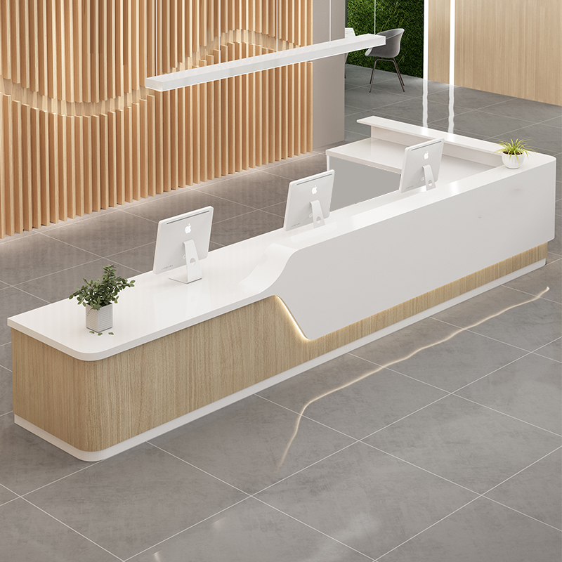 公司前台接待台木纹烤漆医院导诊台分诊台护士站吧台办公桌定制