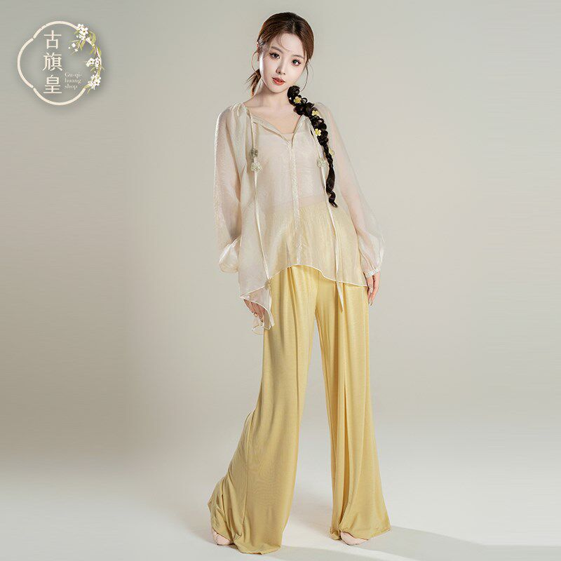 古旗皇古典舞蹈服宽松仙气飘逸纱衣中国舞现代舞花朵练功服上衣