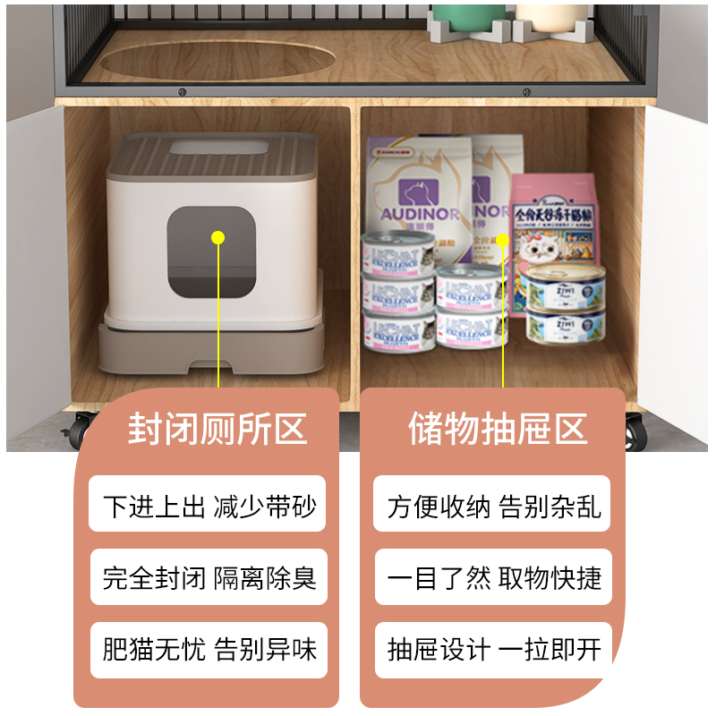 猫别墅猫屋家用室内猫柜封闭式猫砂盆猫厕一体猫咪笼两层专用猫窝