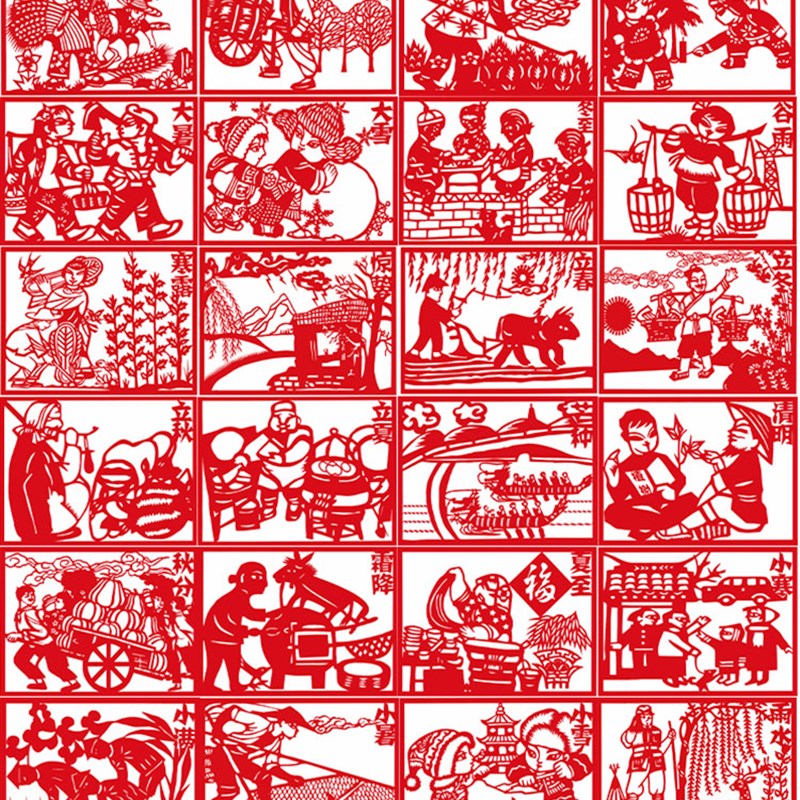 【一套24张】二十四节气剪纸24节气窗花中国风镂空刻纸剪纸成品