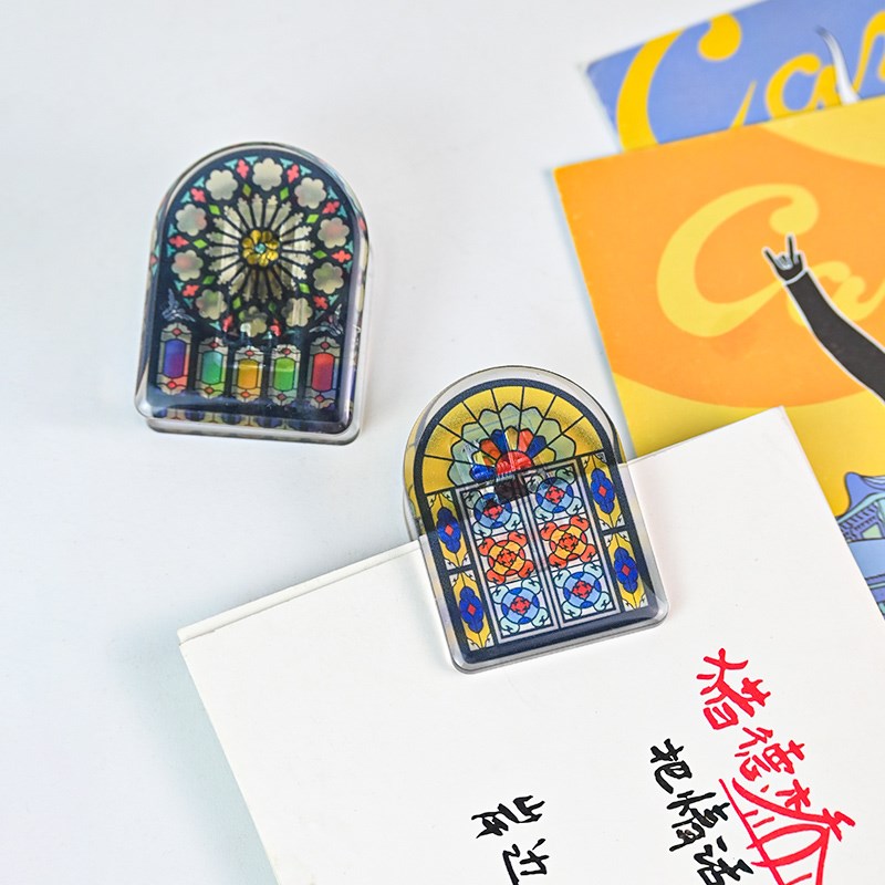 1200 广州文创pp夹子磁吸冰箱贴磁贴圣心满洲窗冰箱贴磁吸4件套