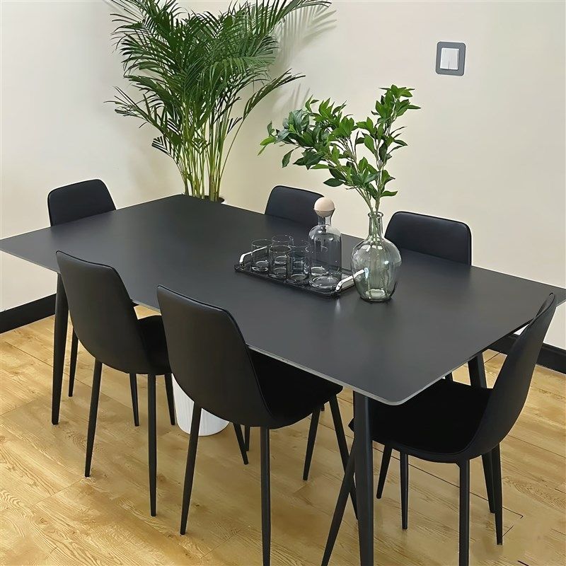 黑色岩板餐桌椅组合现代简约长方形饭桌高级感小户型餐桌椅家用,住宅家具,岩板餐桌,淘宝优惠券,粉丝福利购,淘宝优惠卷