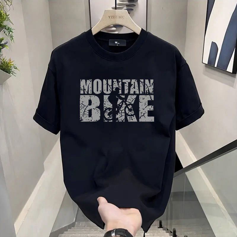 重磅纯棉潮牌美式T恤痞帅字母印花男款夏季宽松休闲短袖圆领带夹1