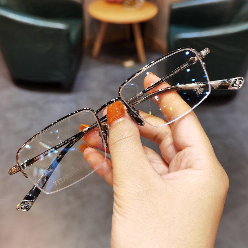 简丹超轻眼镜框男女复古时尚配近视度数个性半框方形商务素颜眼镜,ZIPPO/瑞士军刀/眼镜,眼镜架,淘宝优惠券,粉丝福利购,淘宝优惠卷