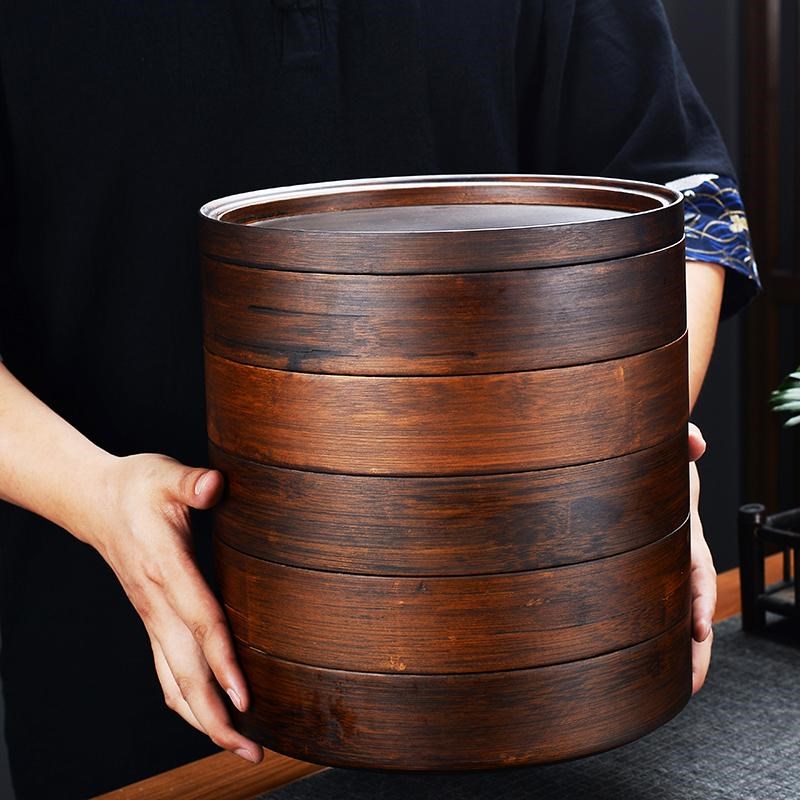 普洱茶盒茶饼收纳盒多层茶仓可叠加撬茶分茶盘功夫茶具配件茶叶罐