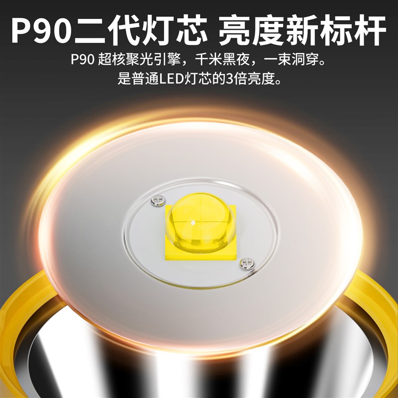 铭久2025新款超亮强光手电筒充电户外超长续航大功率工业级探照灯