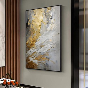 意式轻奢客厅装饰画高级感别墅挑空楼梯走廊玄关金色抽象挂画竖版