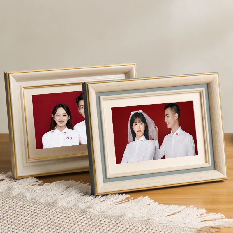 海马体结婚登记照相框摆台6寸7寸洗照片做成相册加打印婚纱照礼物