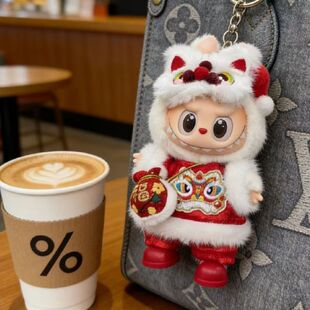 labubu一二三代娃衣周可可醒狮13cm-17cm娃衣冬季站姿绣花娃娃衣