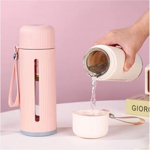 水杯子摔不烂钢化玻璃水瓶设计感小众漂亮防摔耐高温简约外出便携