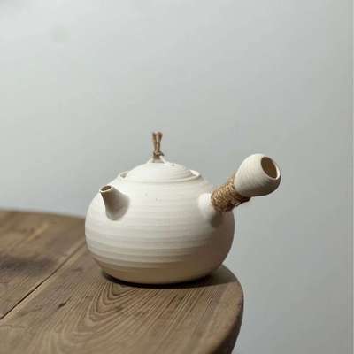 白泥砂铫铫电陶炉煮水煮茶壶日式侧把壶手工潮汕茶具功夫茶烧水壶