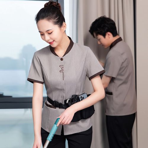 保洁工作服短袖夏季套装透气酒店客房物业阿姨保洁员工作服装短袖