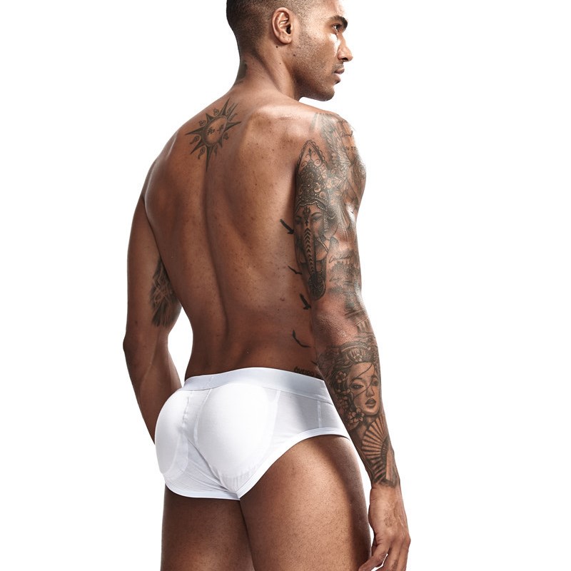 低腰男士内裤提臀丰臀假屁股性感纯棉男三角内裤裤加可拆卸罩杯垫