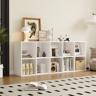 简约格子柜黑色中岛柜儿童组合书柜客厅置物架书架收纳摆件落地柜
