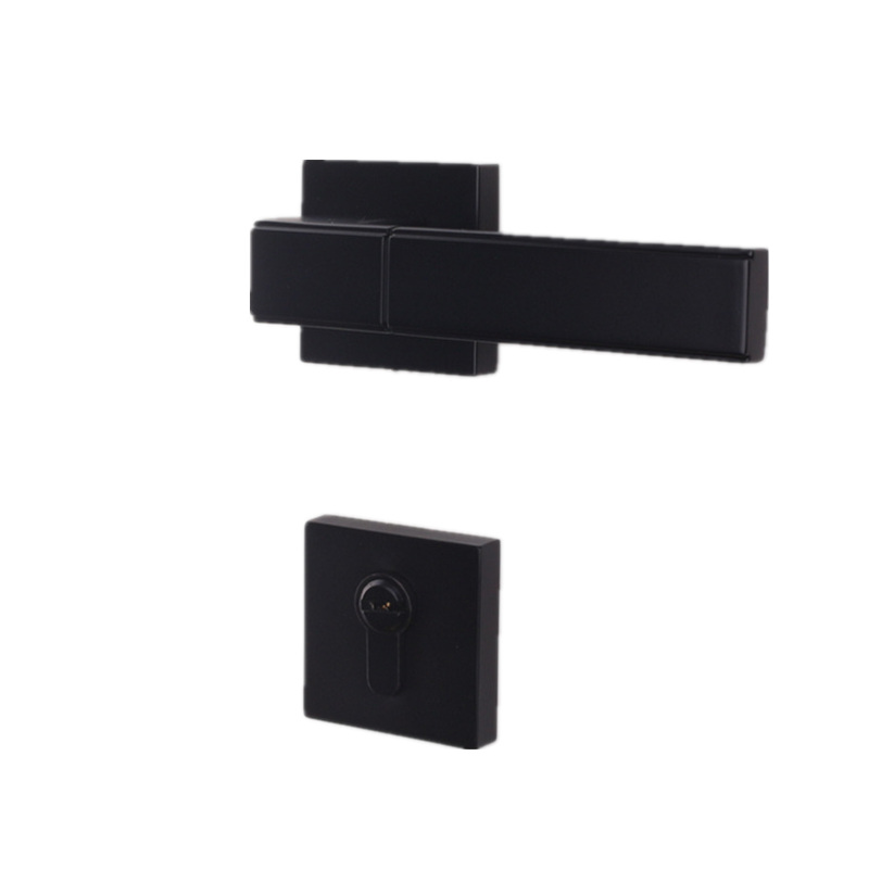 依佰利美式门锁黑色室内简约方形白色门锁北欧式仿古铜静音分体锁