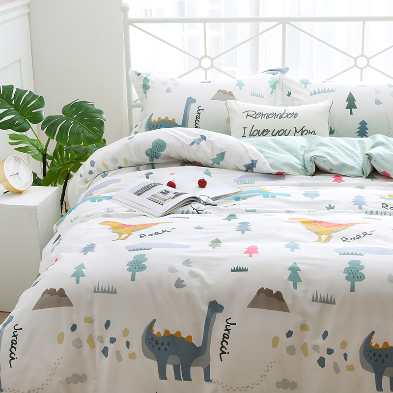 儿童纯棉被套单件 可爱卡通恐龙男孩1.5/2.0米单人被罩幼儿园定做