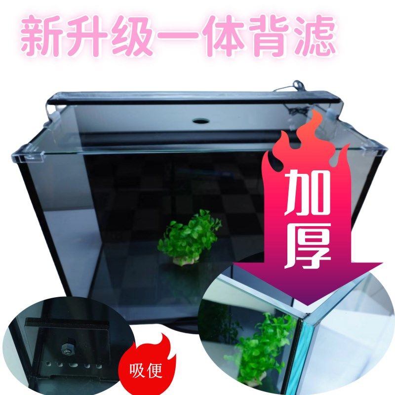 生态背过滤鱼缸超白玻璃家庭办公桌面造景海水淡水通用水草斗鱼缸