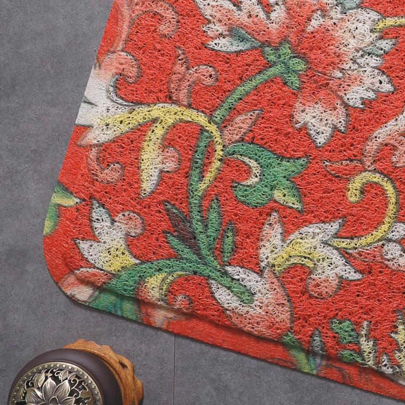 靠包包 中国风入户门地垫户外防滑垫室外蹭灰脚垫新中式丝圈PVC垫