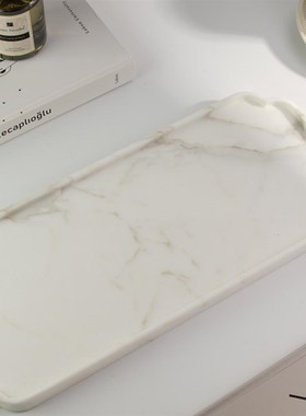 天然意大利鱼肚白鱼肚金 白色奢石大理石托盘摆件饰品可定制