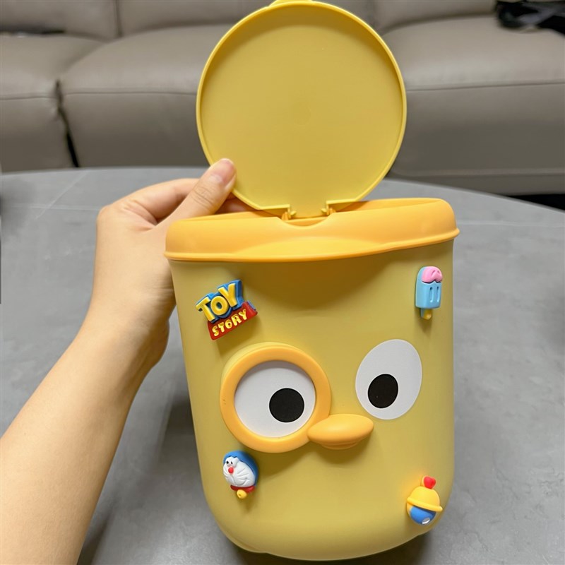 桌面垃圾桶高颜值带盖子迷你家用儿童书桌卧室牀头收纳桶小号废纸