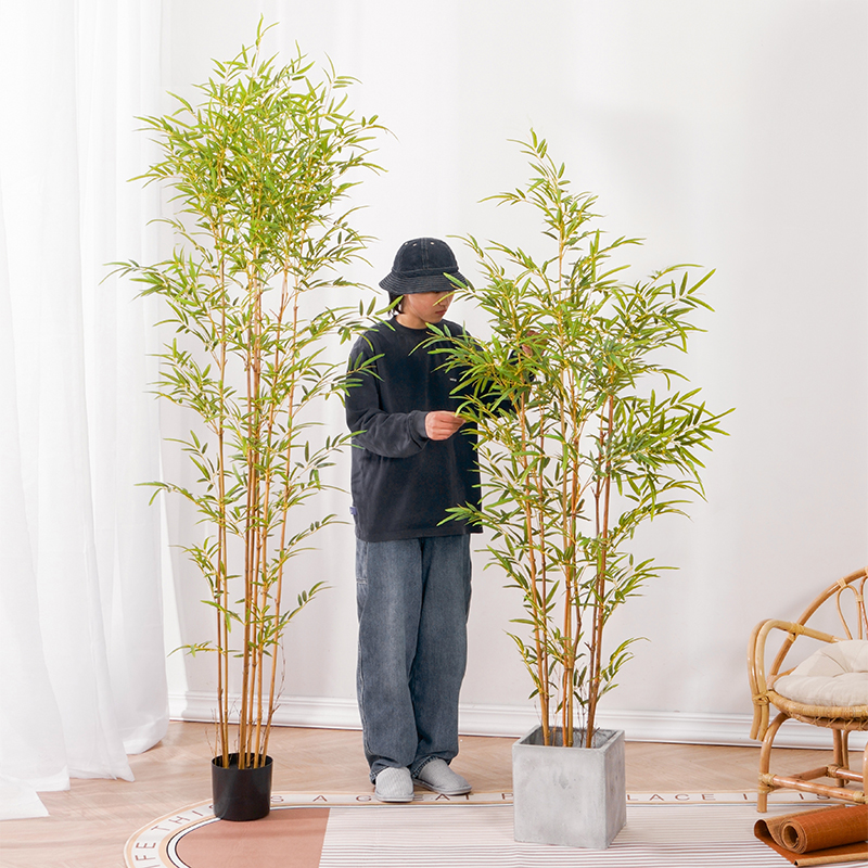 仿真竹子客厅装饰新中式禅意绿植落地盆栽摆件R大型植物盆景假竹