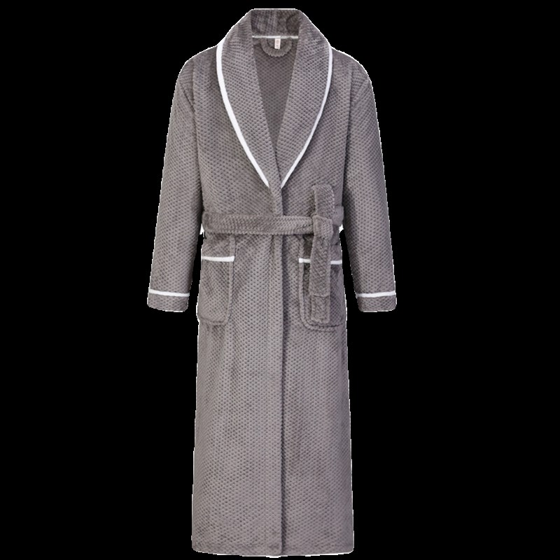 冬季男款睡衣长袍加绒加厚法兰绒睡袍晨袍洗澡酒店浴袍珊瑚绒浴衣