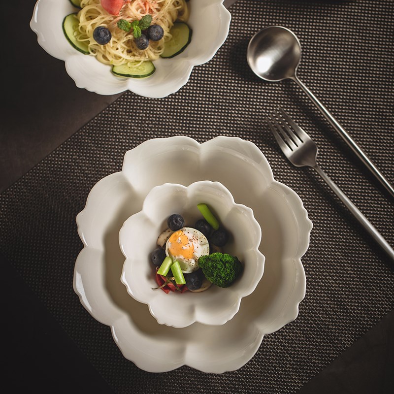 莳绘金缮日式花瓣碗家用饭碗景德镇陶瓷餐具网红创意单个拉面汤碗