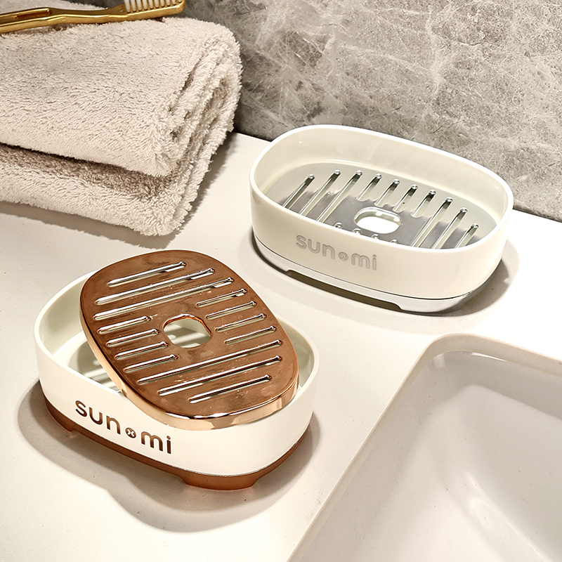 轻奢肥皂盒免打孔沥水家用香皂盒新款洗手台卫生间沥水香皂置物架