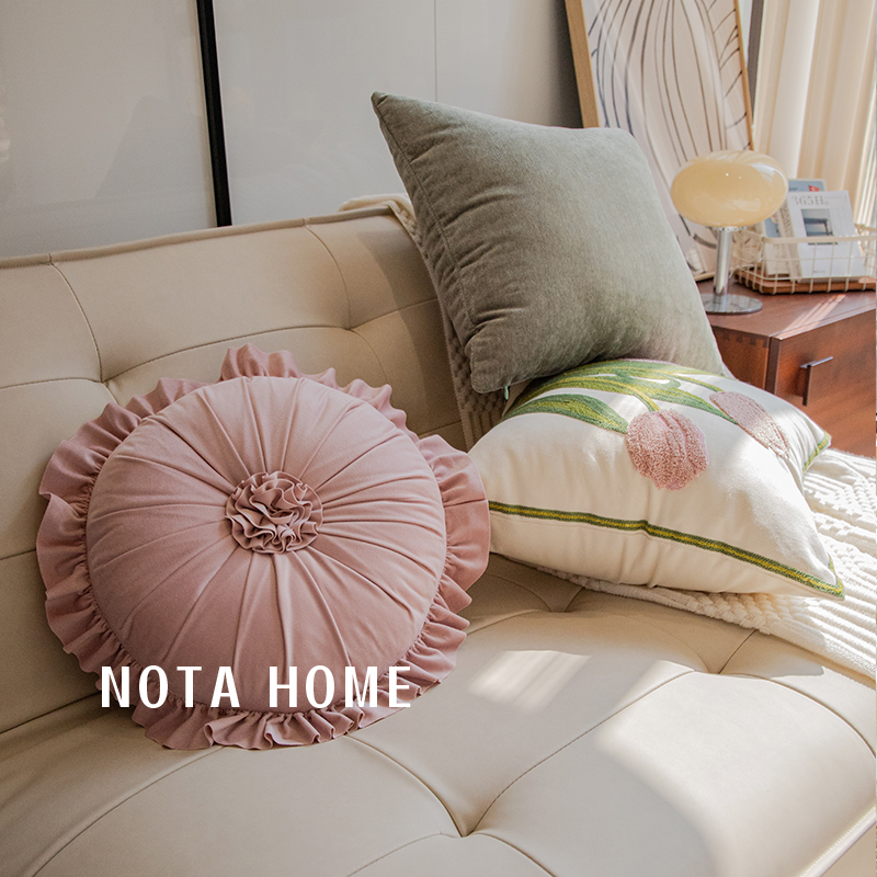 法式轻奢抱枕高级感靠枕欧式靠垫花朵枕套女生睡觉靠枕可爱田园风