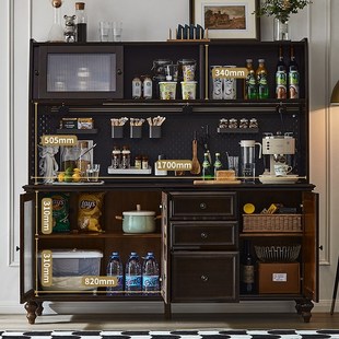 萨洛美式 中古客厅咖啡酒柜 茶水备餐边柜轻奢复古全实木多功能法式