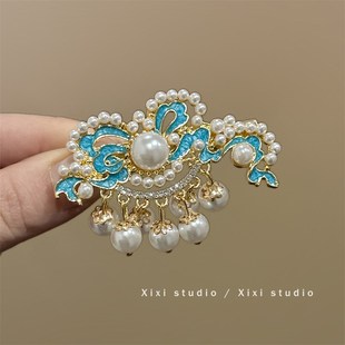 旗袍汉服配饰国风花朵侧边夹盘发器女 古典发夹 精致礼赞 新中式